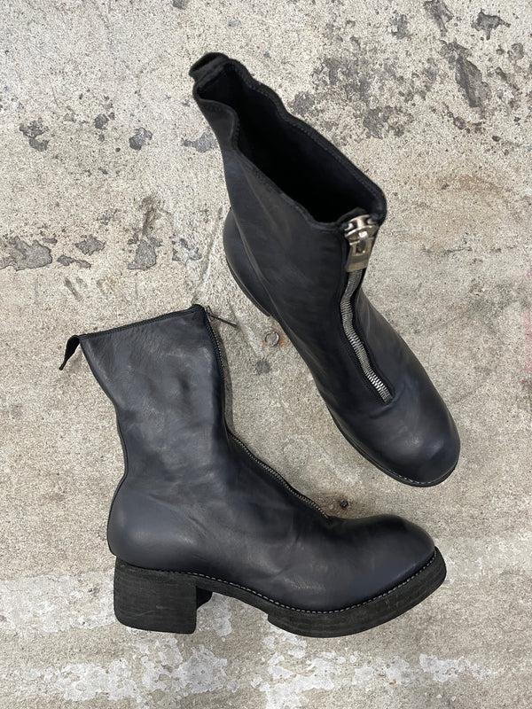 GUIDI : PL2WZ SOFT HORSE FULL GRAIN,LINED MID FRONT ZIP BOOTS, SOLE LEATHER