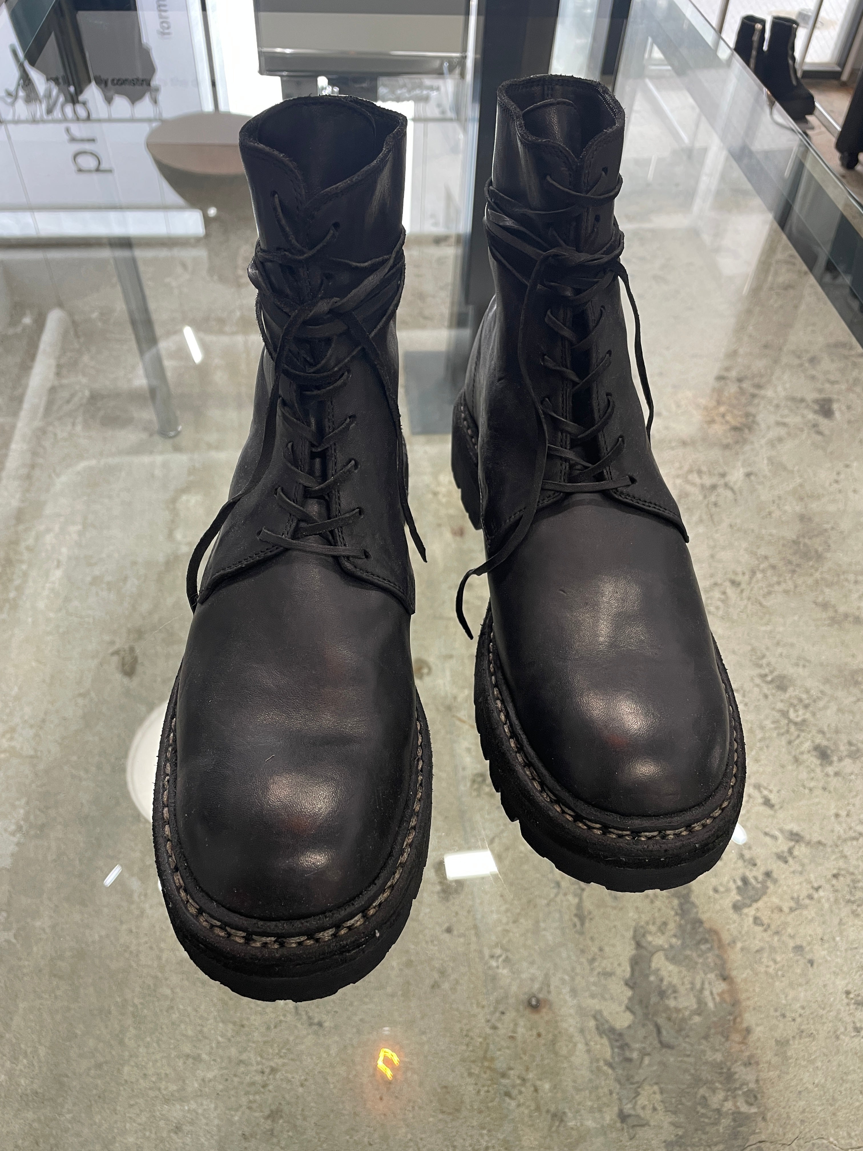 GUIDI : 795V_N HORSE FULL GRAIN LACED UP BOOTS