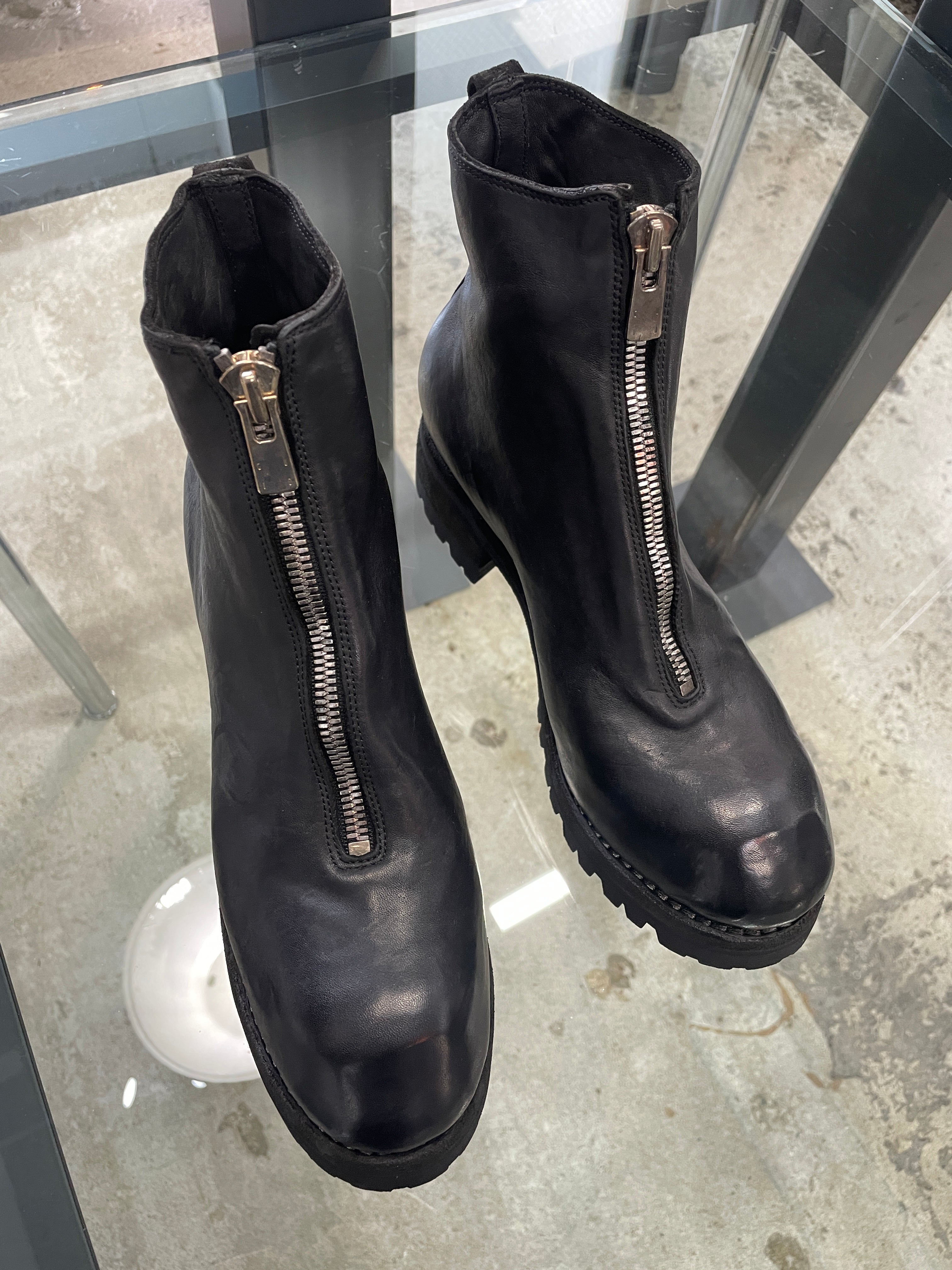 GUIDI : PL1V HORSE FULL GRAIN,LINED FRONT ZIP BOOTS,SOLE RUBBER