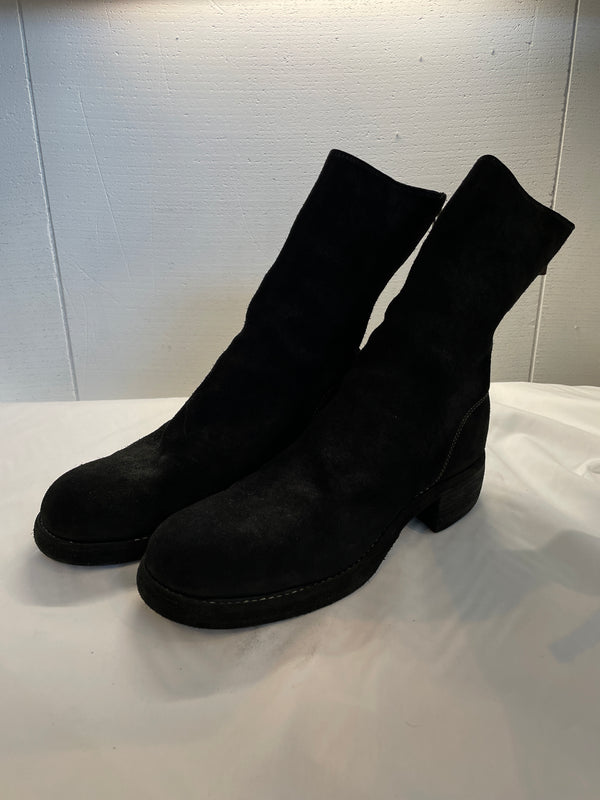 GUIDI:788Z HORSE REVERSE,LINED BACK ZIP MID BOOTS,THICK SOLE LEATHER