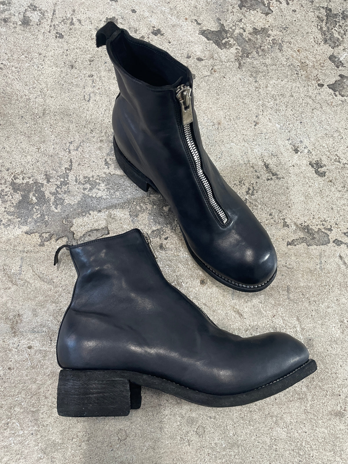GUIDI グイディ シルバーコーティングバックジップヒールブーツ