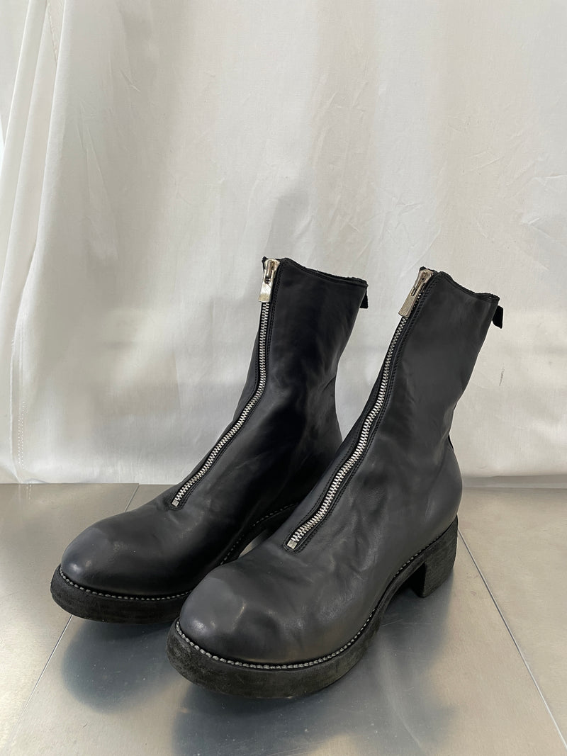 GUIDI : PL2WZ SOFT HORSE FULL GRAIN,LINED MID FRONT ZIP BOOTS, SOLE LEATHER