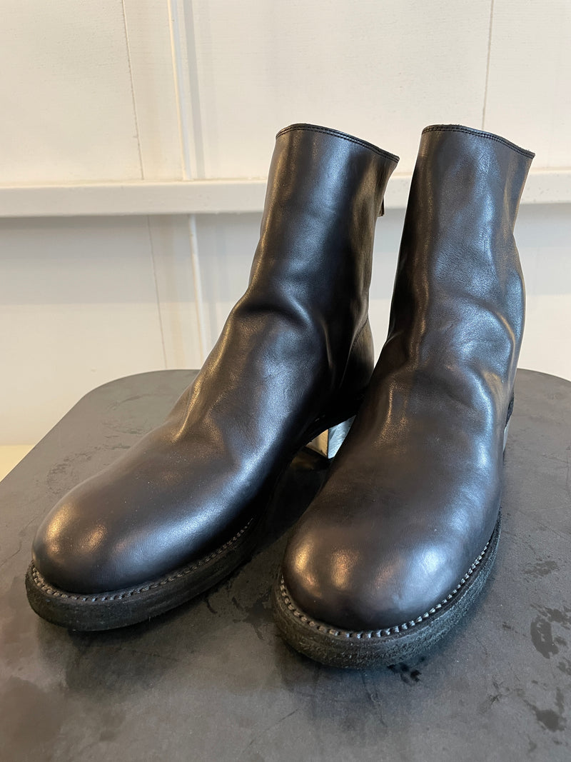 GUIDI : 796ZI HORSE FULLGRAIN,BACK ZIP BOOT,SOLE LEATHER,METAL